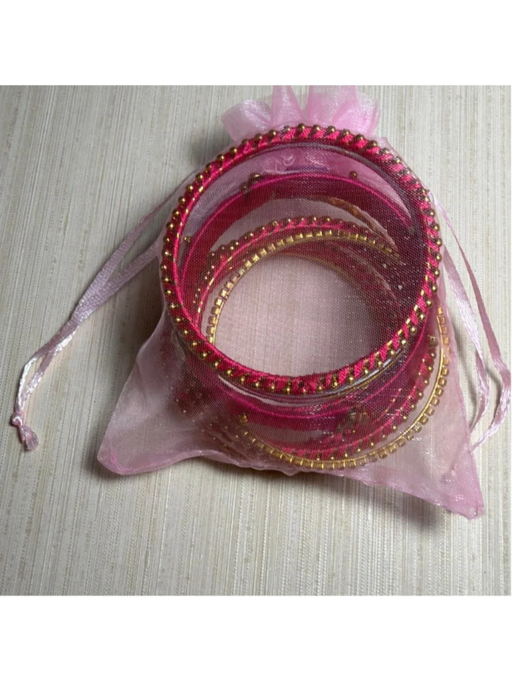 Pink and gold children's bangles set